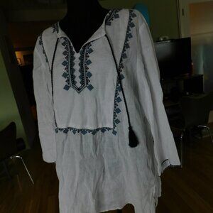 J.Jill Love Linen embroidered tunic/cover up Size Large
